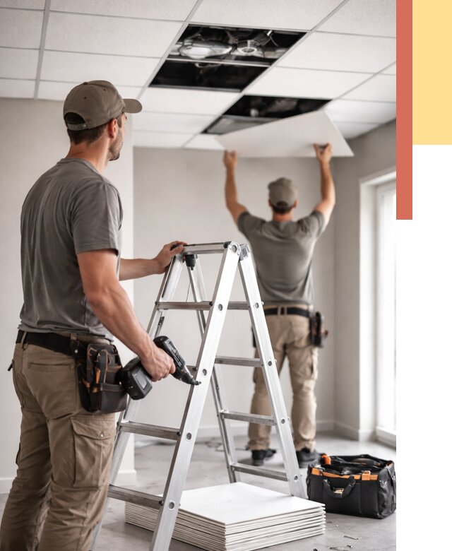 Обслуживание подвесного потолка в Брянске от 3763 руб. — быстро и недорого | ОТДЕЛОЧНИК-Бнк