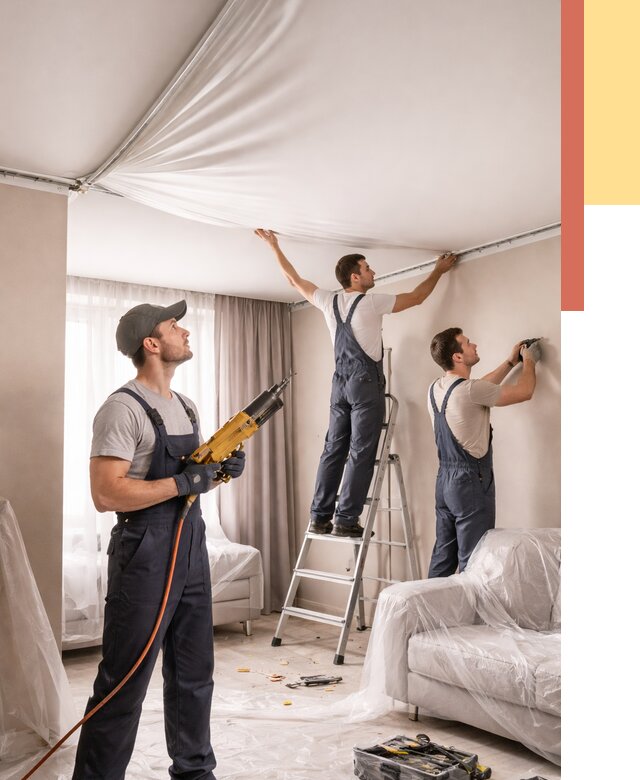 Установка натяжного потолка в Брянске от 4838 руб. | Быстро и недорого — ОТДЕЛОЧНИК-Бнк