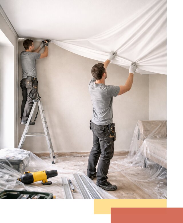 Монтаж тканевого натяжного потолка в Брянске недорого и быстро