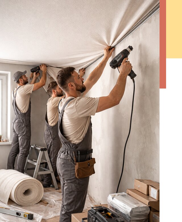 Монтаж фактурного натяжного потолка в Брянске от 806 руб. — ОТДЕЛОЧНИК-Бнк