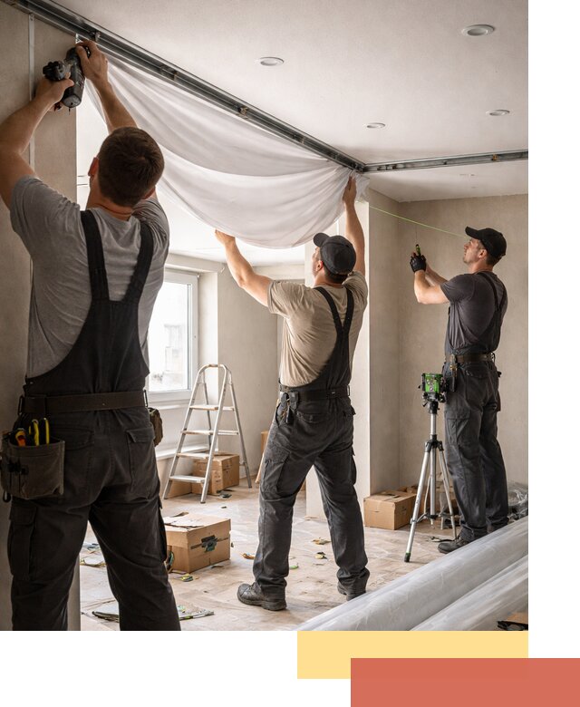 Монтаж парящего натяжного потолка под ключ в Брянске