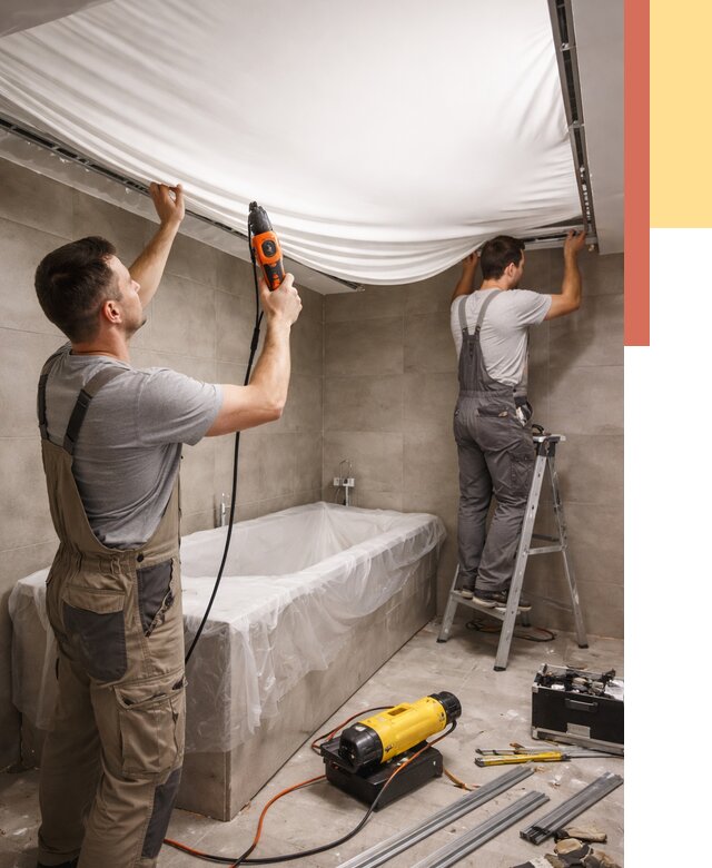 Монтаж натяжного потолка в ванной в Брянске от 1290 руб. под ключ | ОТДЕЛОЧНИК-Бнк