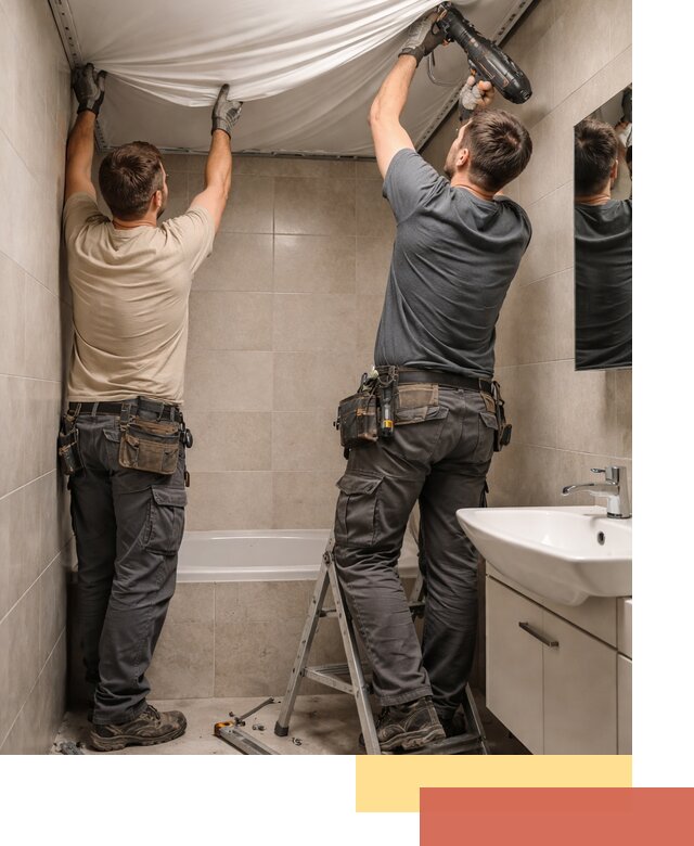 Монтаж натяжного потолка в ванной в Брянске быстро и качественно