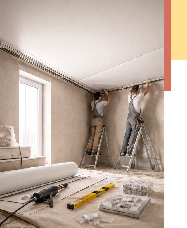 Монтаж натяжного потолка в спальне в Брянске от 4085 руб. под ключ | ОТДЕЛОЧНИК-Бнк