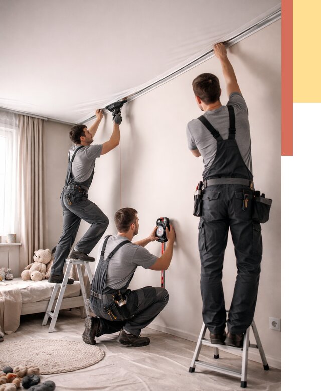 Монтаж натяжного потолка в детской в Брянске от 3763 руб. — быстро и недорого | ОТДЕЛОЧНИК-Бнк