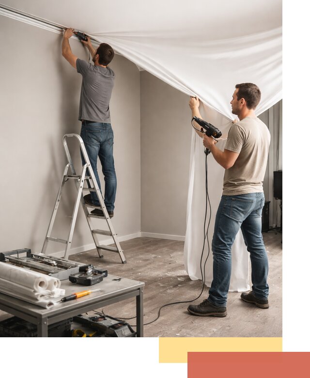 Монтаж натяжного потолка в студии в Брянске