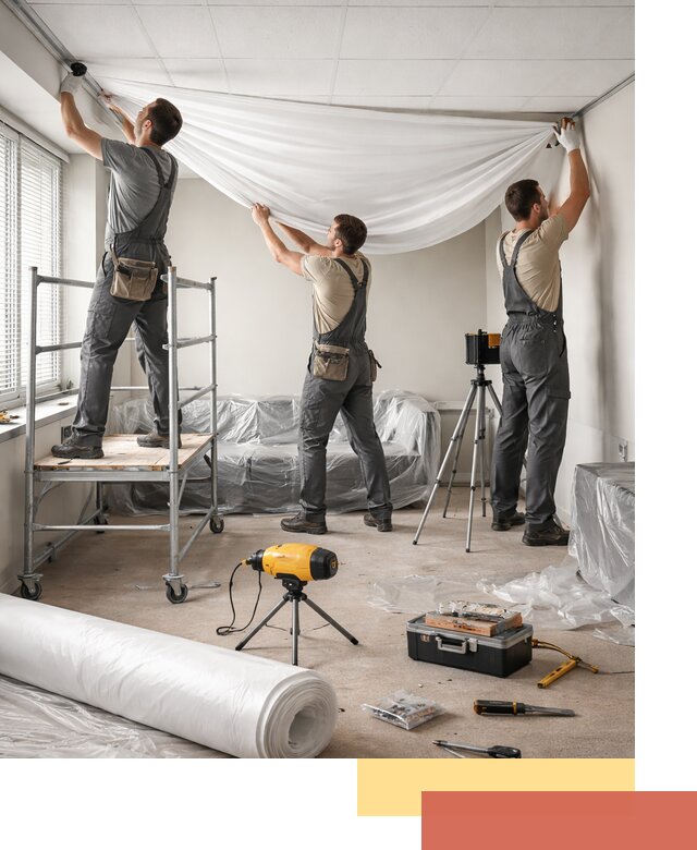 Монтаж натяжного потолка в офисе в Брянске