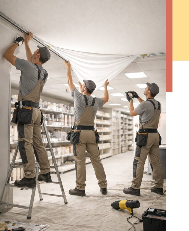 Монтаж натяжного потолка в магазине в Брянске от 4838 руб. быстро и недорого | ОТДЕЛОЧНИК-Бнк