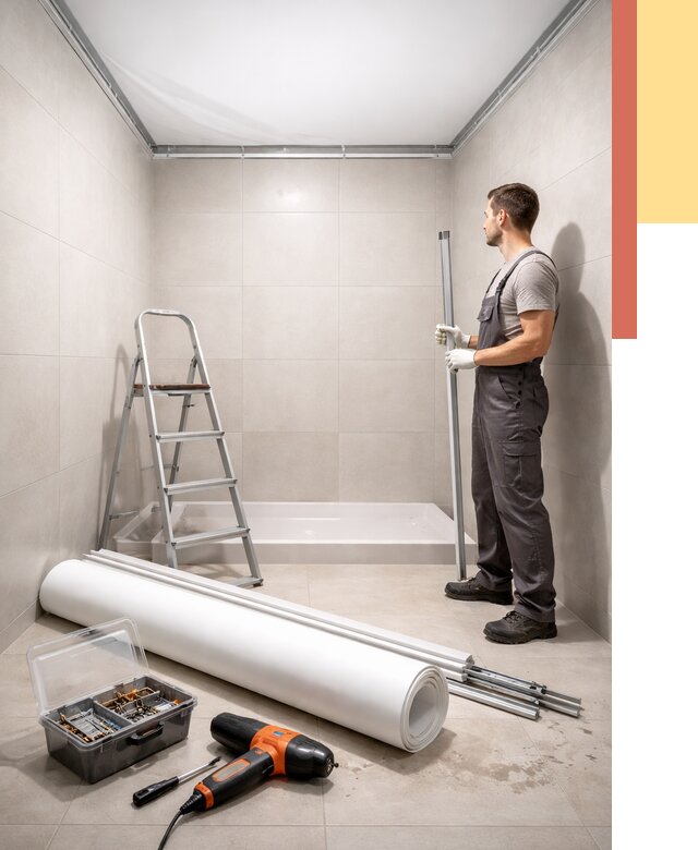 Монтаж натяжного потолка в санузле в Брянске от 1989 руб. — ОТДЕЛОЧНИК-Бнк