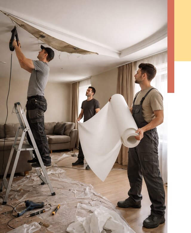 Замена полотна натяжного потолка в Брянске от 10213 руб. быстро и недорого | ОТДЕЛОЧНИК-Бнк