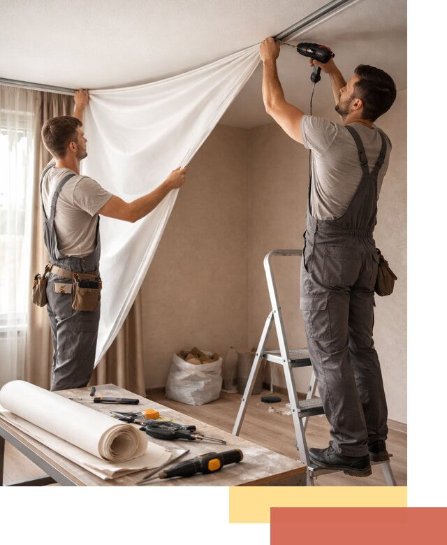 Замена полотна натяжного потолка в Брянске быстро и качественно