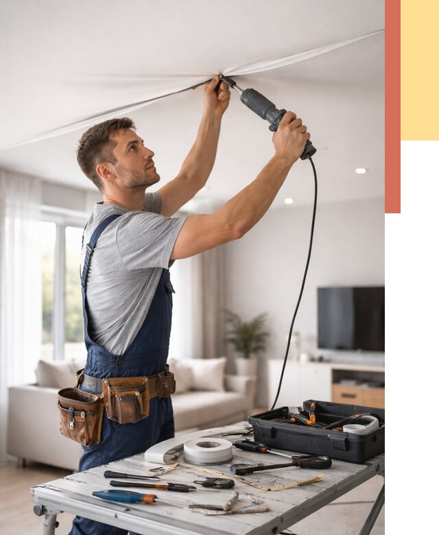 Ремонт натяжных потолков в Брянске от 10213 руб. под ключ — ОТДЕЛОЧНИК-Бнк