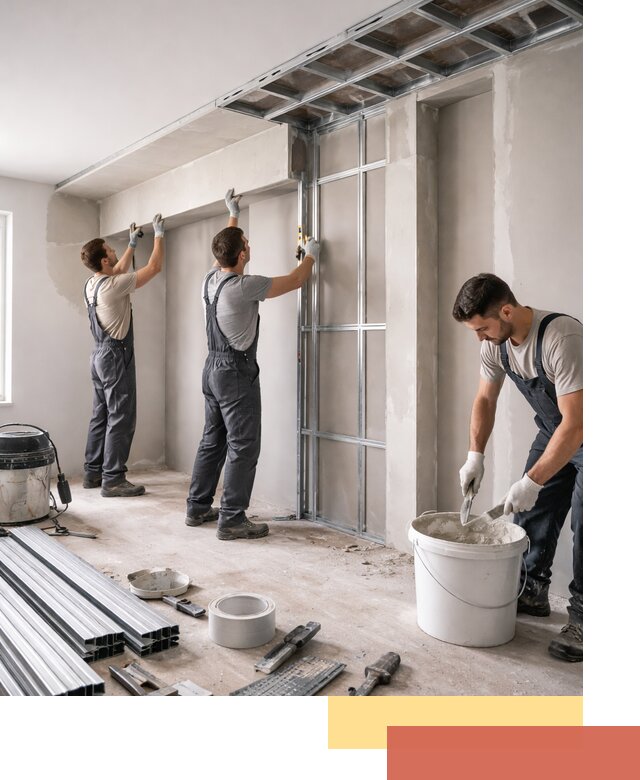 Монтаж потолка из гипсокартона с нишей в Брянске