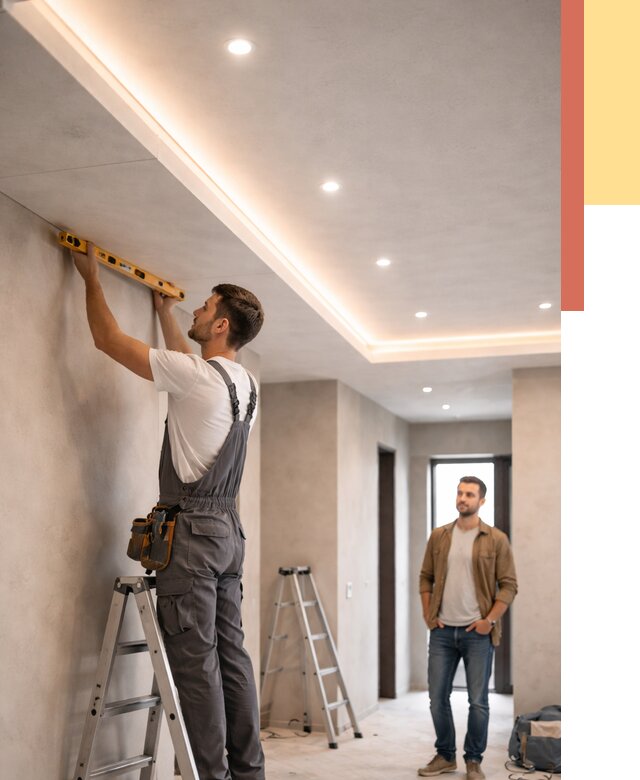 Потолок из гипсокартона с подсветкой в Брянске от 806 руб./м2 под ключ | ОТДЕЛОЧНИК-Бнк