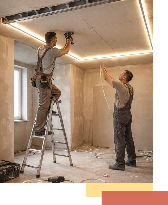 Потолок из гипсокартона с подсветкой в Брянске