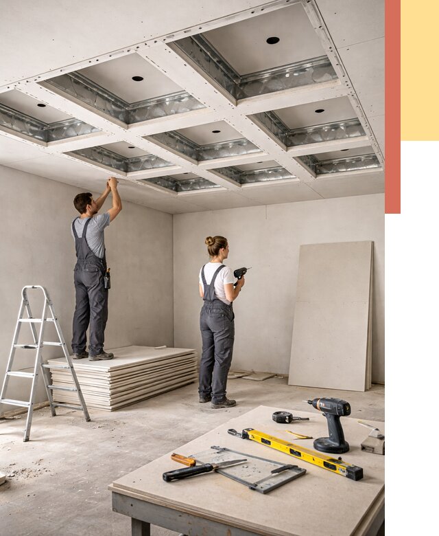 Кессонный потолок из гипсокартона в Брянске от 1989 руб. — монтаж и под ключ | ОТДЕЛОЧНИК-Бнк