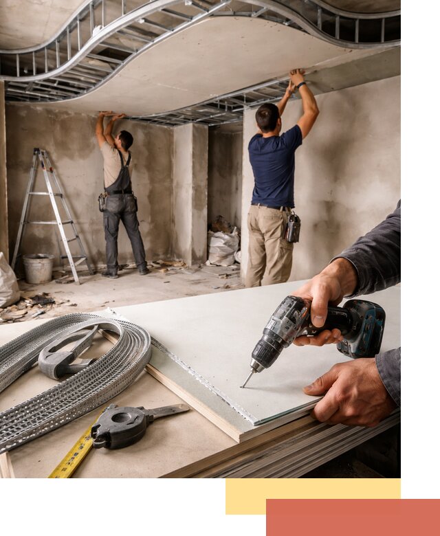 Криволинейный потолок из гипсокартона в Брянске — монтаж и отделка