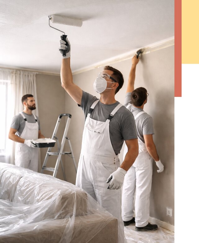 Покраска потолка водоэмельсионной краской в Брянске от 2365 руб/м² — услуги под ключ | ОТДЕЛОЧНИК-Бнк