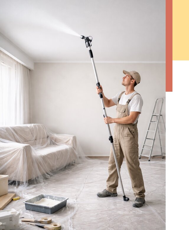 Покраска потолка краскопультом в Брянске от 4838 руб. быстро и недорого | ОТДЕЛОЧНИК-Бнк